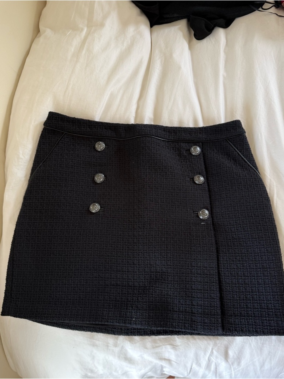 White House Black Market Black Button-Front Mini Skirt
